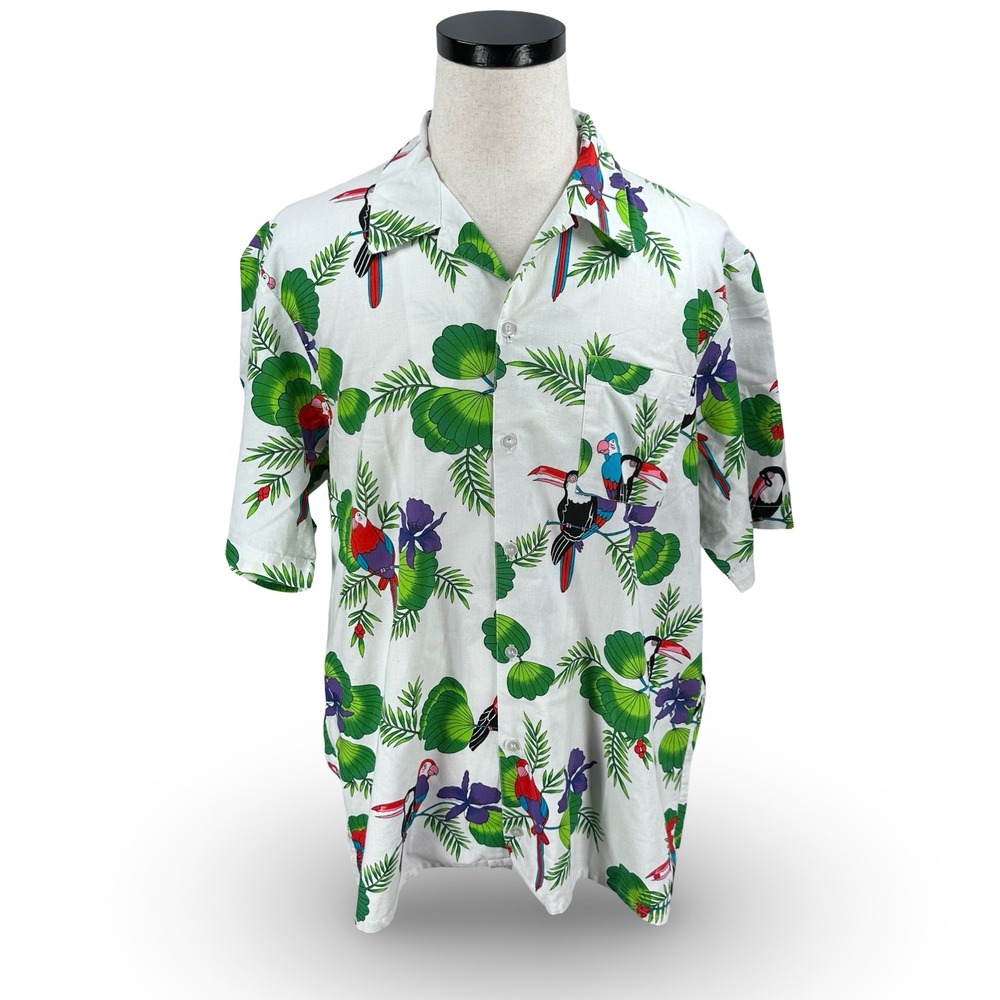 Scorpio Mens XL Hawaiian Shirt Toucan Parrot Tropical Floral Cotton Made in USA